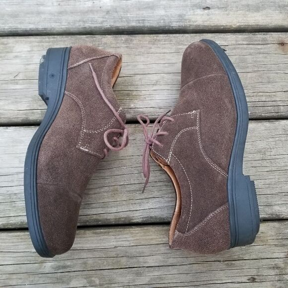G defy Gravity Defyer Brown Suede Leather Cap Toe Lace-up Oxfords Men's 7.5 - Picture 5 of 10